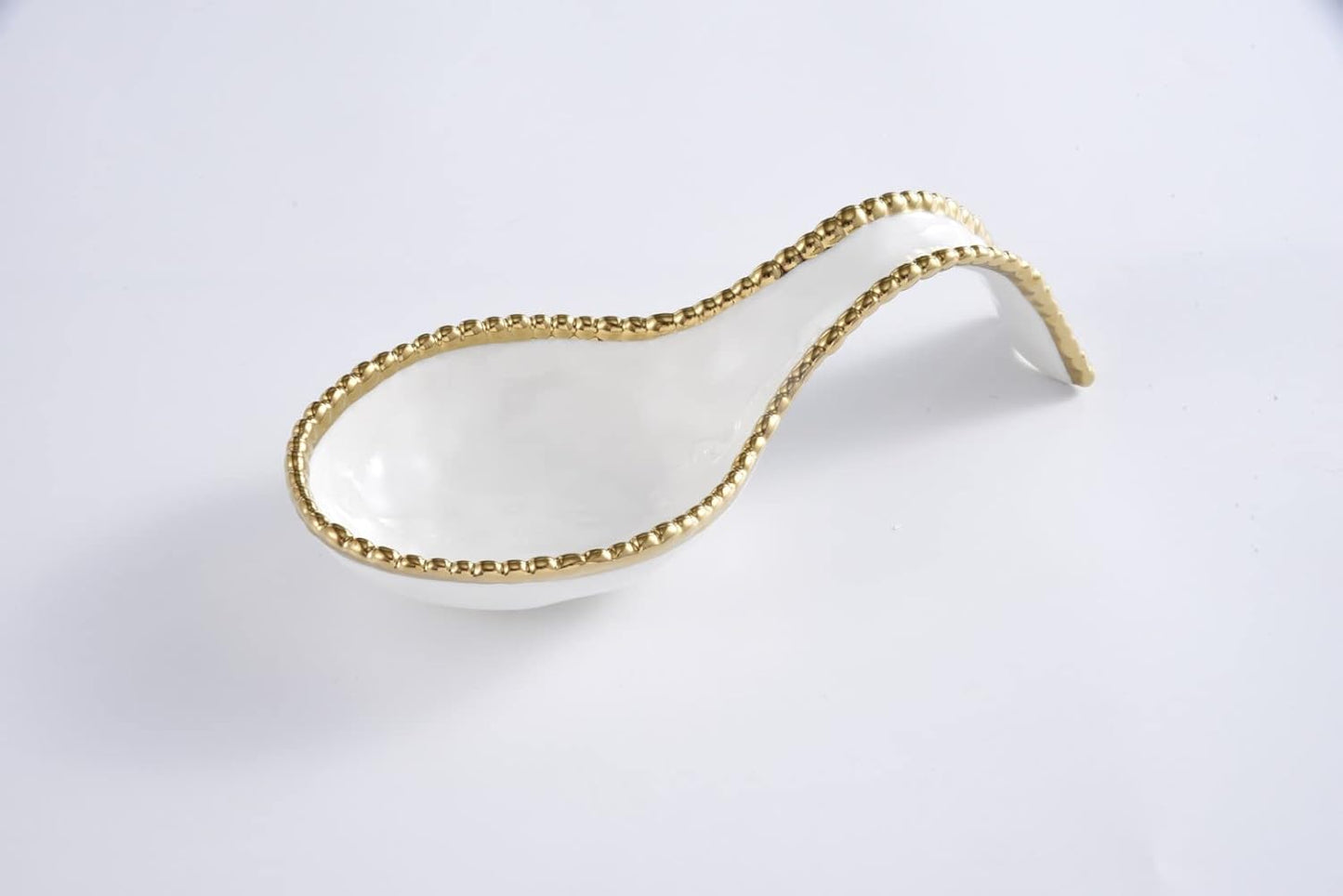 Pampa Bay Golden Salerno Titanium-Plated Porcelain Spoon Rest, 9.5 x 4in