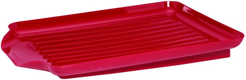 Farberware Classic Large Rust Resistant Full Dishrack with Removable 3 Compartment Flatware Caddy, Andlged Drain Board, 3-Piece, Red