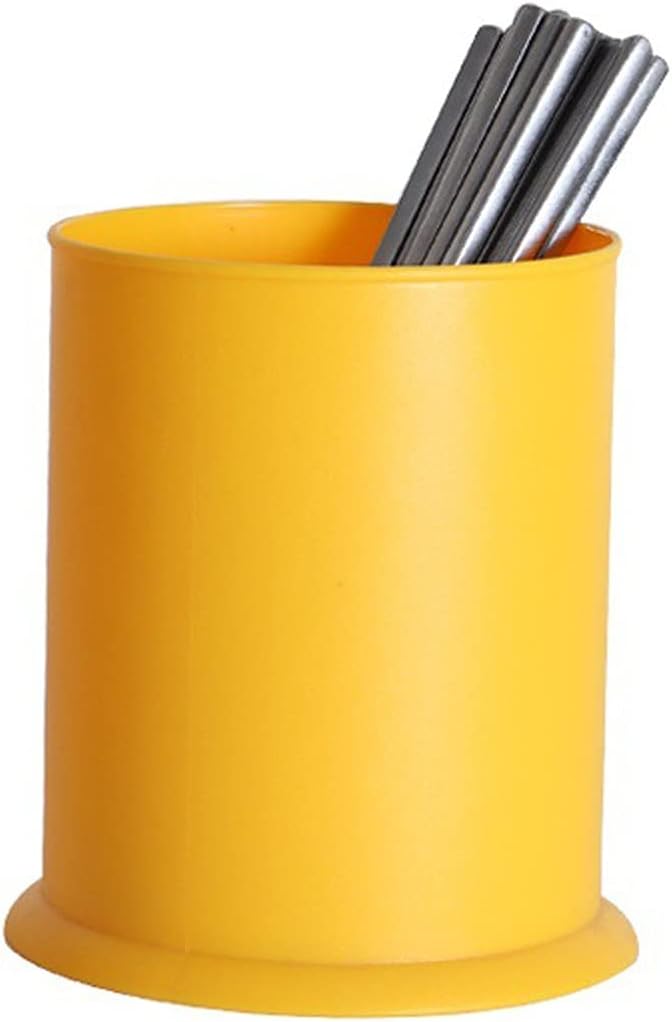 Utensil Caddy Plastic Storage TubeRound Table Storage Tube, Storage Bucket Kitchen Chopstick Tube Pen Holder Racks(Black,Large)