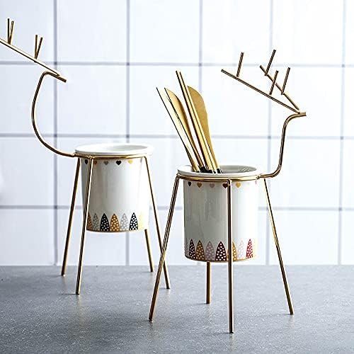 Kitchen Cutlery Holder,Utensil Organizer,Ceramic Chopsticks Tube Nordic Household Drain Cutlery Storage Rack Spoon Bucket Cage Knife Fork Kitchen Utensils Tableware