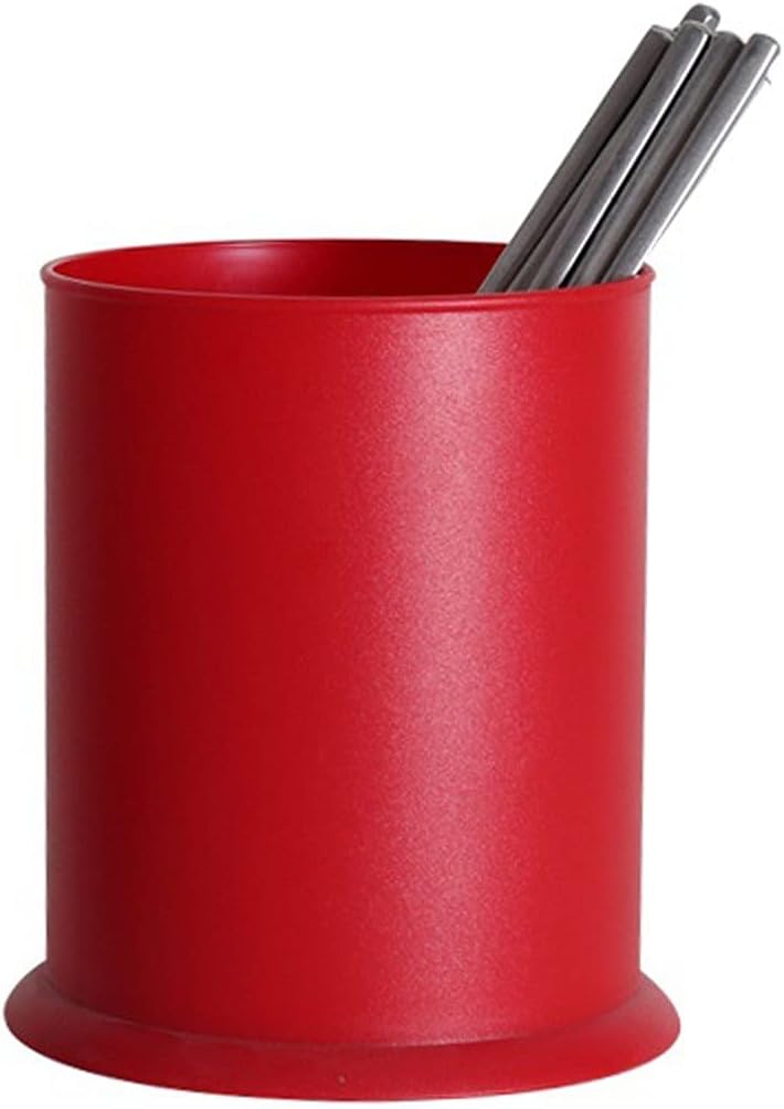 Utensil Caddy Plastic Storage TubeRound Table Storage Tube, Storage Bucket Kitchen Chopstick Tube Pen Holder Racks(Black,Large)