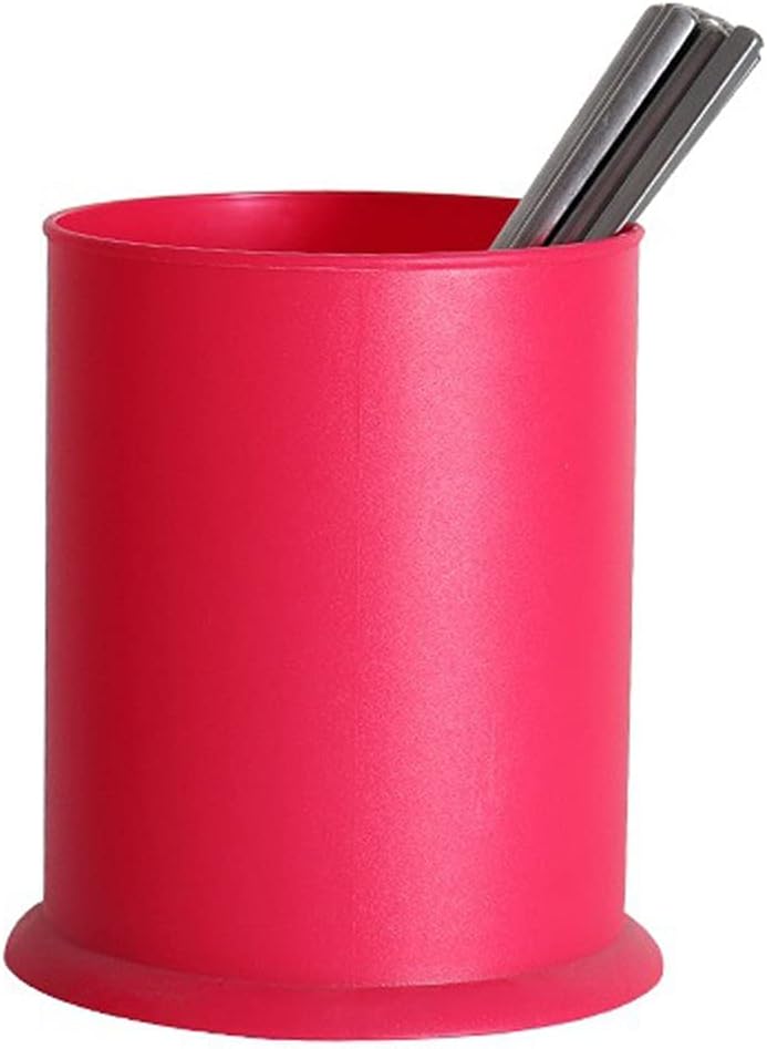 Utensil Caddy Plastic Storage TubeRound Table Storage Tube, Storage Bucket Kitchen Chopstick Tube Pen Holder Racks(Black,Large)
