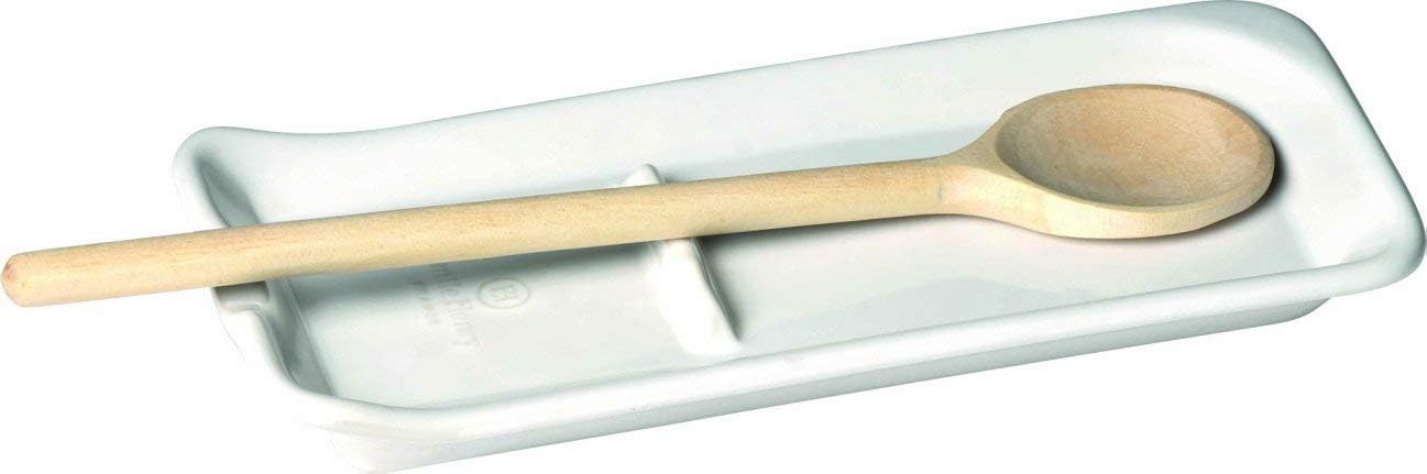 Emile Henry Made in France Ceramic Spoon Rest Ridged, 9"x 4"|Truffle