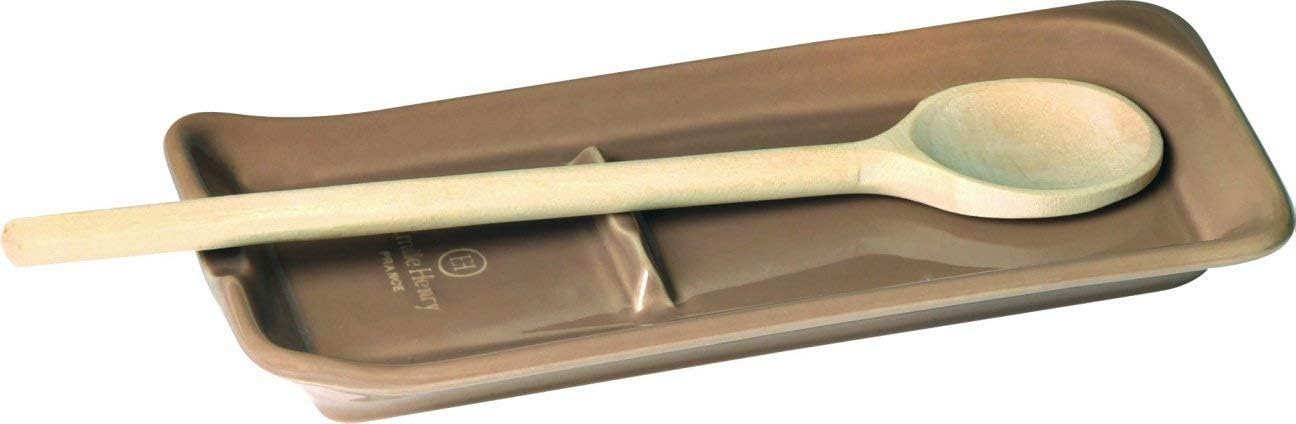 Emile Henry Made in France Ceramic Spoon Rest Ridged, 9"x 4"|Truffle