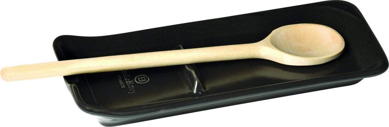 Emile Henry Made in France Ceramic Spoon Rest Ridged, 9"x 4"|Truffle