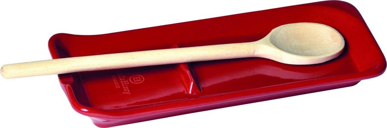 Emile Henry Made in France Ceramic Spoon Rest Ridged, 9"x 4"|Truffle