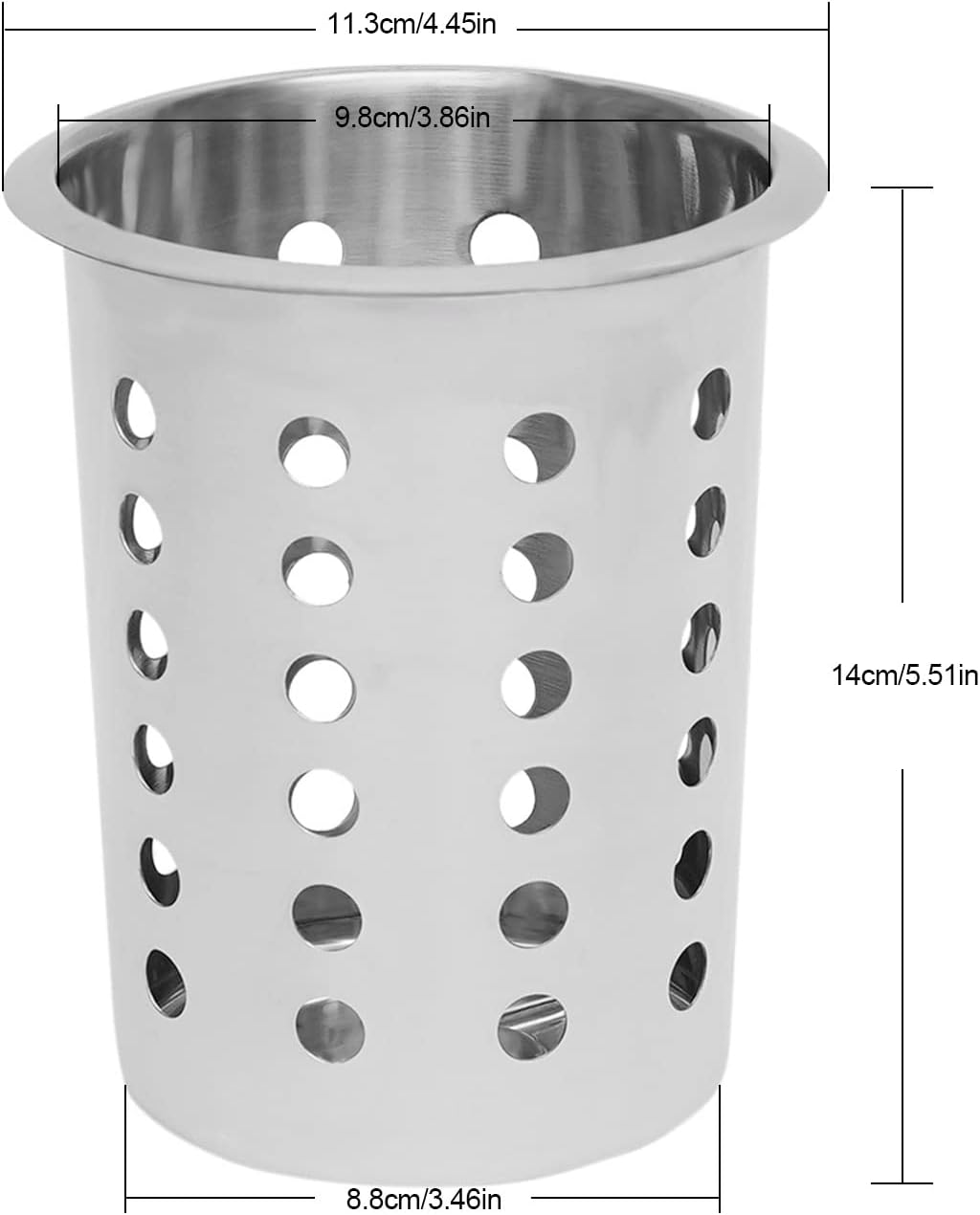 Commercial 8-Hole Stainless Steel Cylinder Flatware Organizer Home Silverware Utensil Holder Organizer for Kitchen Restaurants Catering Parties