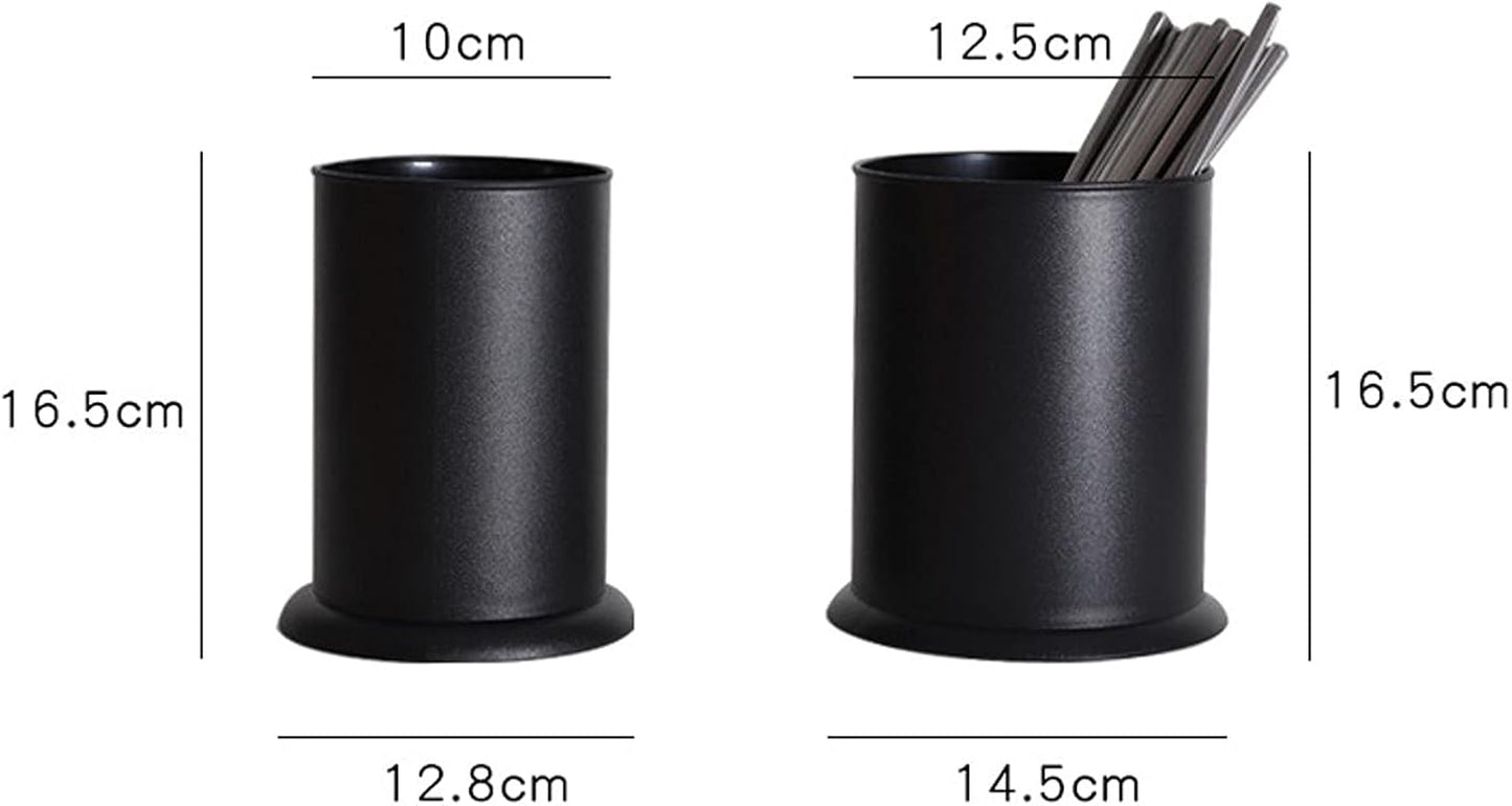 Utensil Caddy Plastic Storage TubeRound Table Storage Tube, Storage Bucket Kitchen Chopstick Tube Pen Holder Racks(Black,Large)