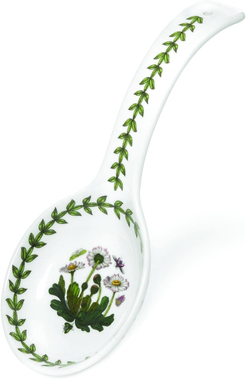 Portmeirion Botanic Garden 8.75" Spoon Rest, Daisy Floral Motif - Dishwasher, Microwave Safe, Chip-Resistant Porcelain - Ideal for Kitchen Counter or Stove Top, Kitchen & Cooking Essential