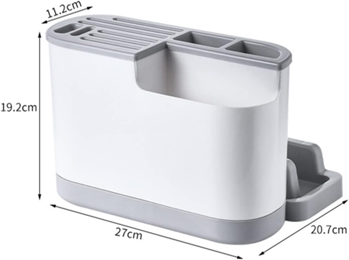 Chopstick Holder, Kitchen Tableware Chopsticks Cage Knife Holder Multifunction Cutlery Storage Tube Drainer Container Pot Lid Rack Organizer Items Garters(Gray)