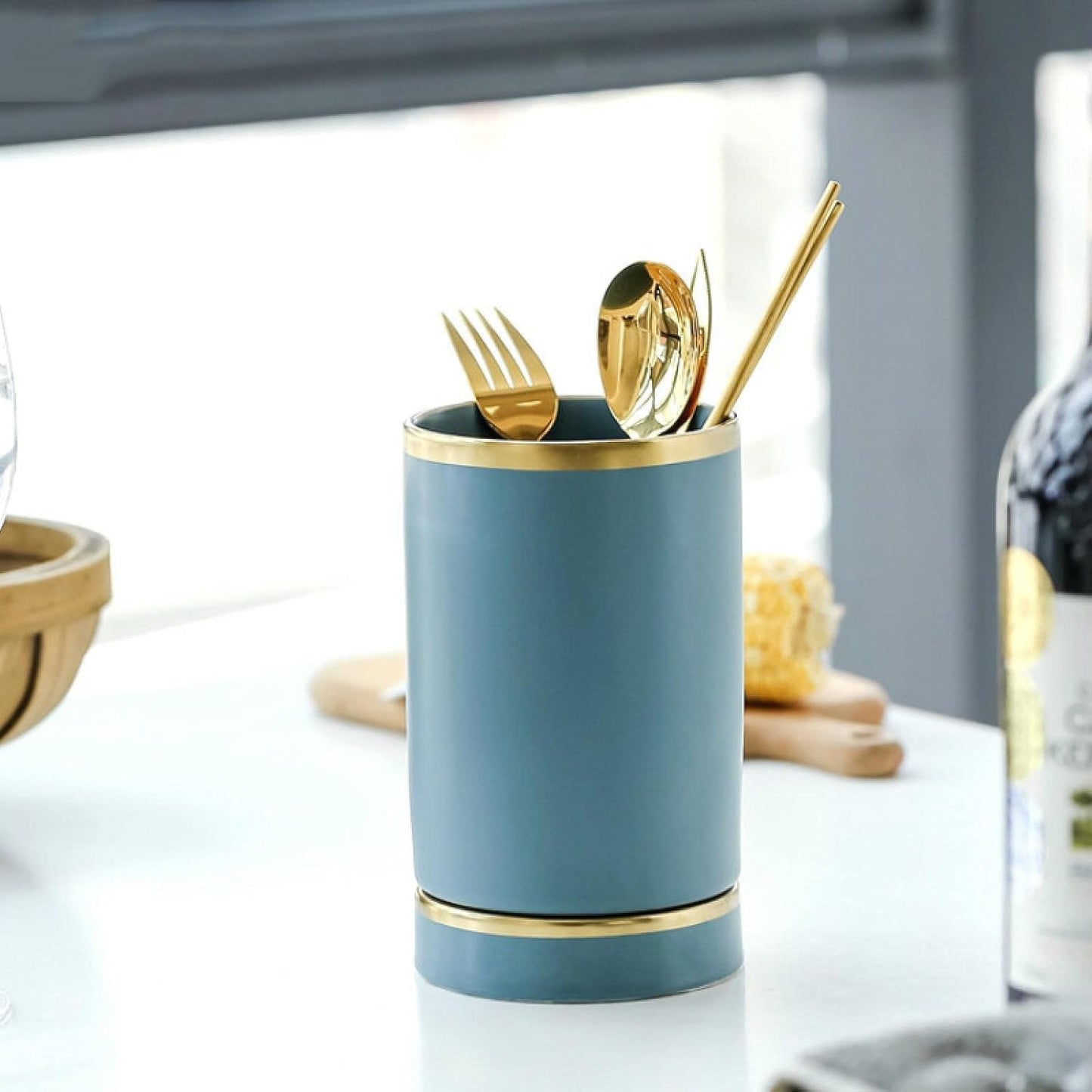 Kitchen Cutlery Holder,Utensil Organizer,Nordic Ceramics Chopsticks Storage Tube Tableware Storage Drain Rack for Spoon Knife Fork Chopsticks Box Kitchen Utensils