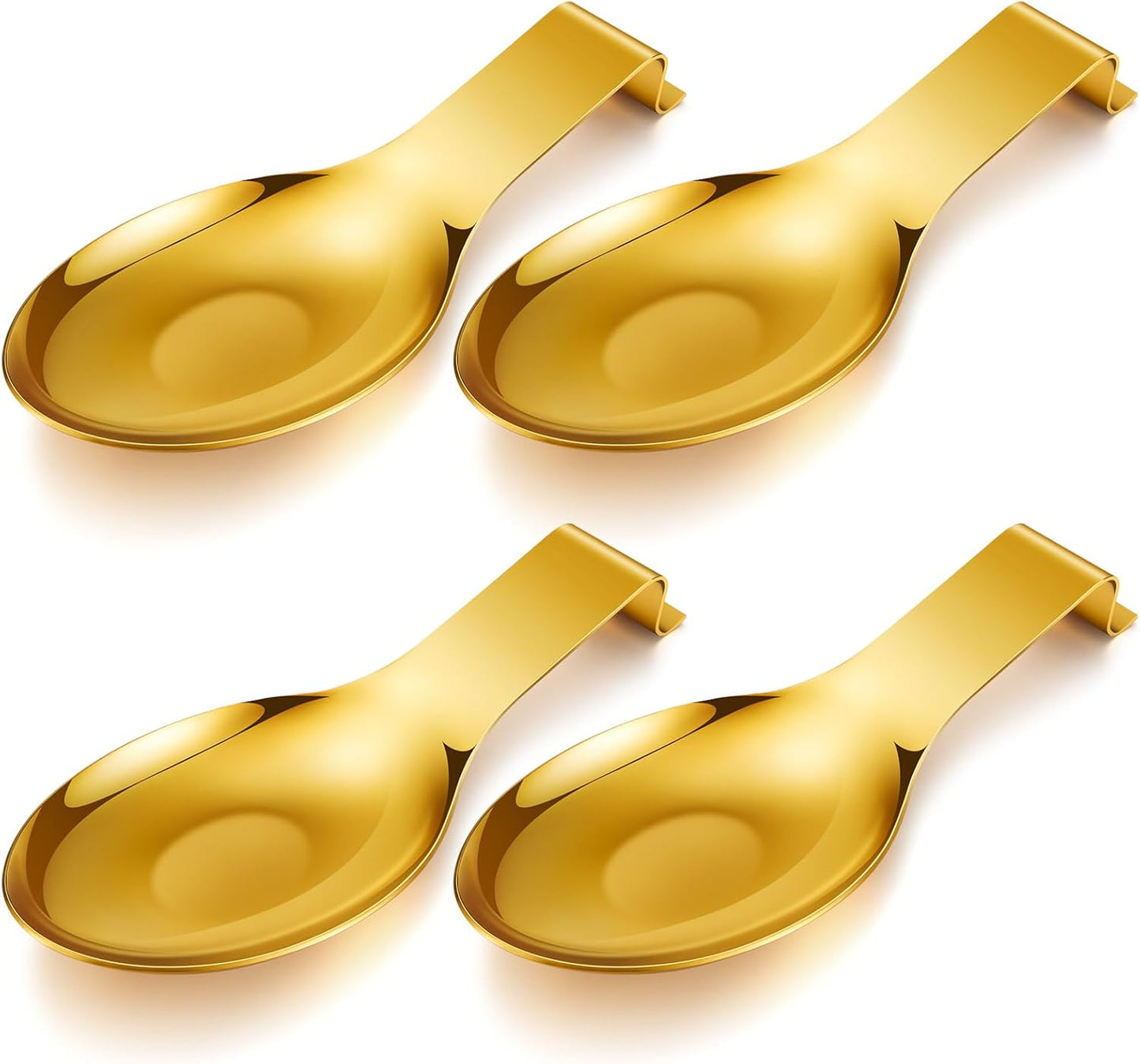 Nuanchu Stainless Steel Spoon Rest Spatula Ladle Holder Spoon for Stove Top Heavy Duty Spatula Holder for Countertop Dishwasher Safe Utensil Rest for Kitchen, 3.8 x 9.6"(Gold)