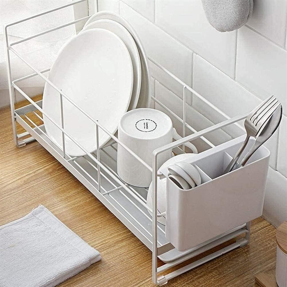 Dish Drainers,Dish Rack,Tableware Storage Rack with Drain Pan and Chopstick Tube,Dish Drying Rack and Utensil Cutlery Holder,for Kitchen,Locker,Sink Side,Storage Tableware