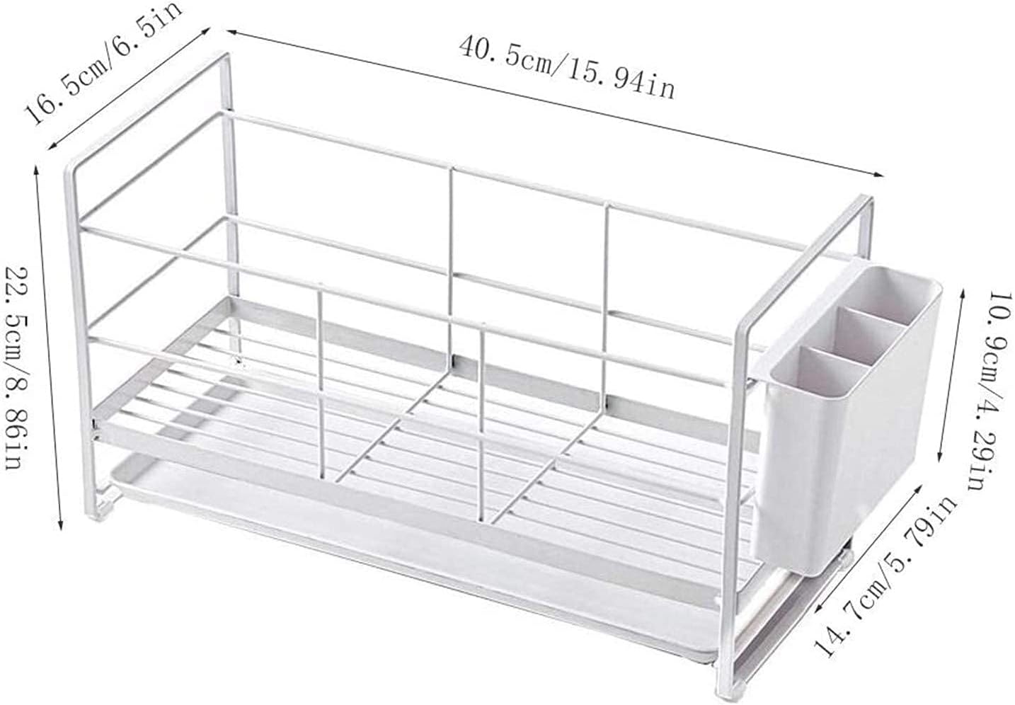 Dish Drainers,Dish Rack,Tableware Storage Rack with Drain Pan and Chopstick Tube,Dish Drying Rack and Utensil Cutlery Holder,for Kitchen,Locker,Sink Side,Storage Tableware