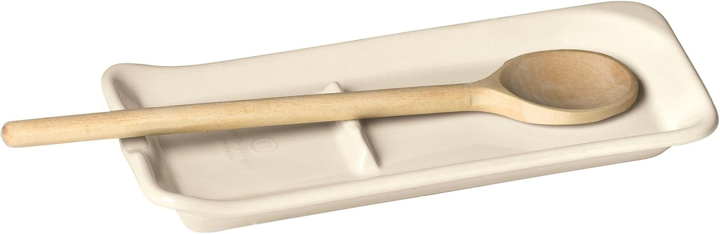 Emile Henry Made in France Ceramic Spoon Rest Ridged, 9"x 4"|Truffle