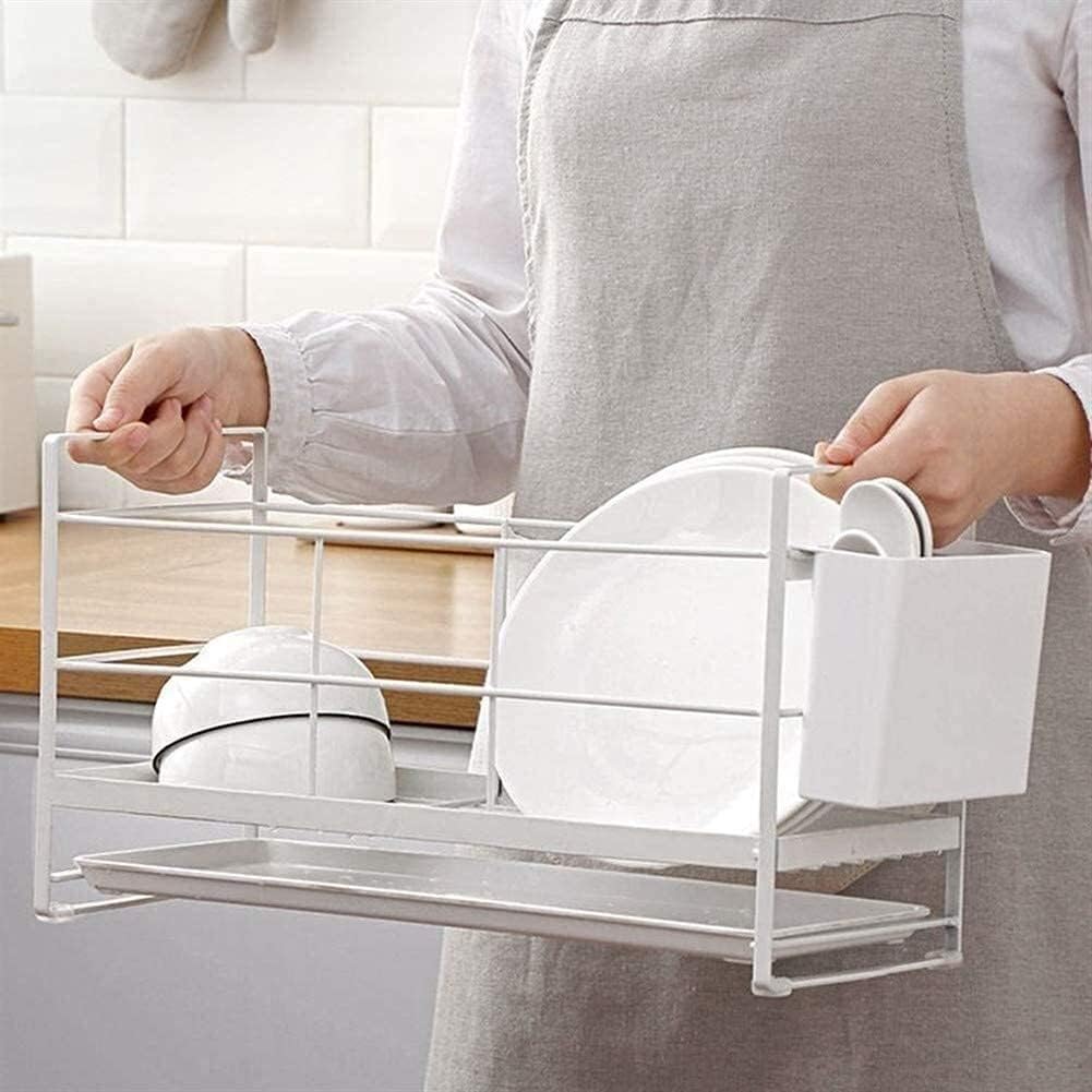 Dish Drainers,Dish Rack,Tableware Storage Rack with Drain Pan and Chopstick Tube,Dish Drying Rack and Utensil Cutlery Holder,for Kitchen,Locker,Sink Side,Storage Tableware