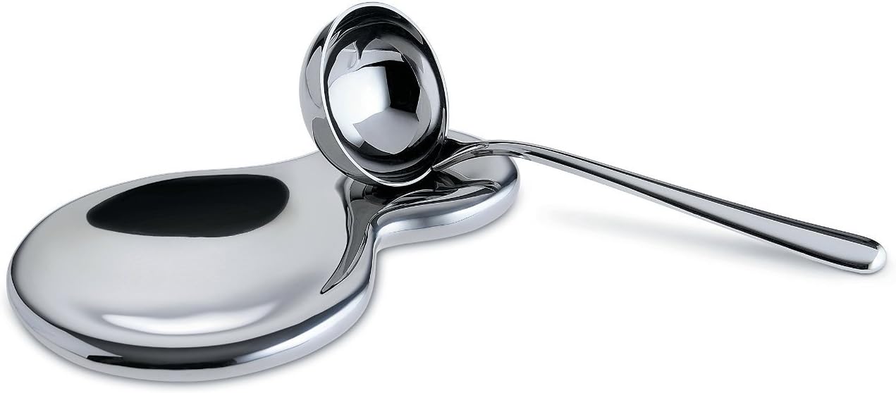 Alessi "T-1000" Spoon Rest in 18/10 Stainless Steel Mirror Polished, Silver