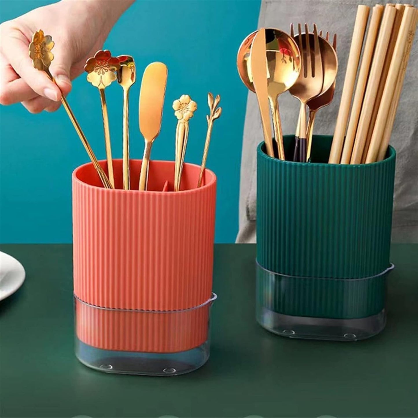 Utensil Caddy Chopsticks Tube, Chopsticks Basket, Spoon, Storage Box, Tableware, Kitchen, Drainage Household Chopsticks, cage Barrel Pen Holder Racks