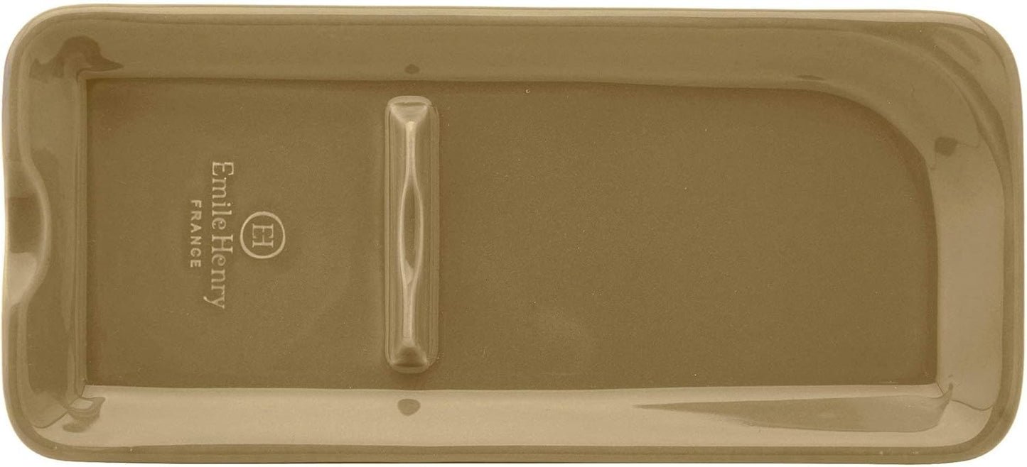 Emile Henry Made in France Ceramic Spoon Rest Ridged, 9"x 4"|Truffle