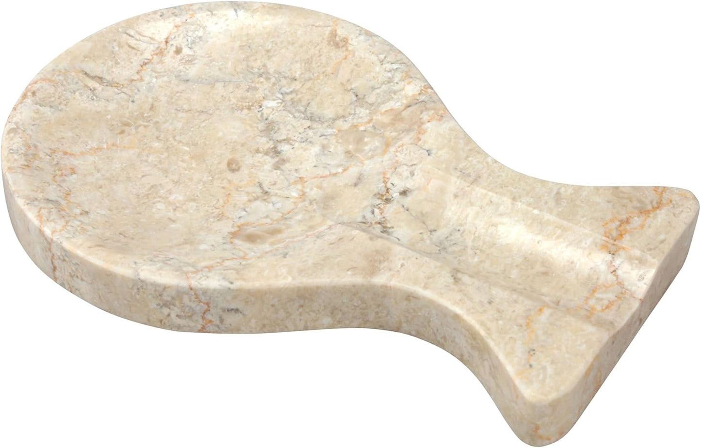Luxury Hand-Carved Natural Charcoal Marble Spoon Rest – Heavy-Duty Utensil Holder for Spoons, Ladles & Spatulas, Made from Premium Java Stone, Chemical-Free & Elegant (Dark Grey, 8.6”)