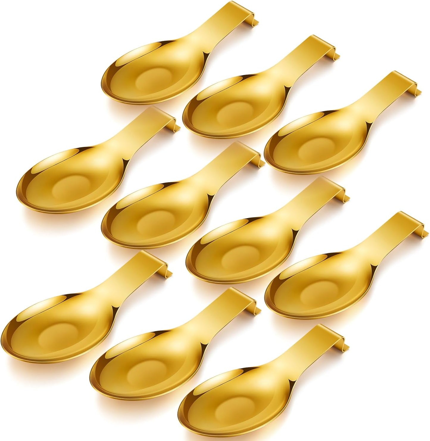 Nuanchu Stainless Steel Spoon Rest Spatula Ladle Holder Spoon for Stove Top Heavy Duty Spatula Holder for Countertop Dishwasher Safe Utensil Rest for Kitchen, 3.8 x 9.6"(Gold)