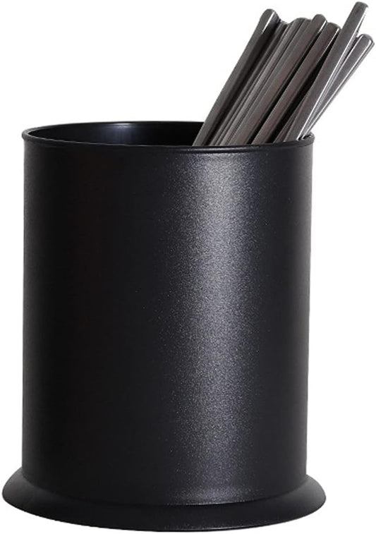 Utensil Caddy Plastic Storage TubeRound Table Storage Tube, Storage Bucket Kitchen Chopstick Tube Pen Holder Racks(Black,Large)