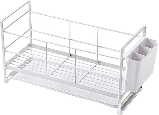 Dish Drainers,Dish Rack,Tableware Storage Rack with Drain Pan and Chopstick Tube,Dish Drying Rack and Utensil Cutlery Holder,for Kitchen,Locker,Sink Side,Storage Tableware