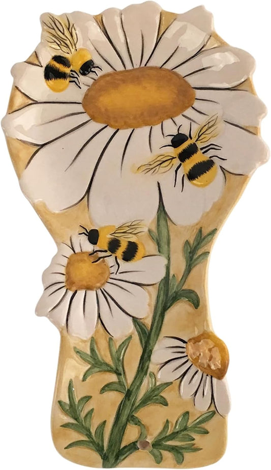 Blue Sky Clayworks Great Flower and Bustling Honey Bee Spoon Rest