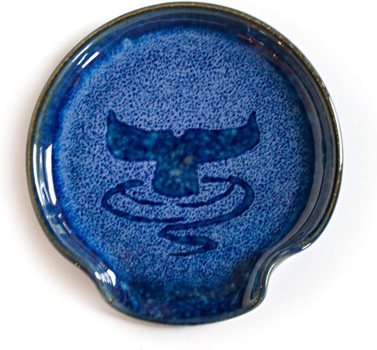 Spoon Rest Blue Whale Tale, Handmade, Made in USA, Ceramic